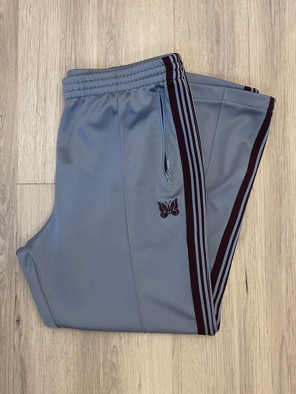 Needles Light Blue Track Pants with Black Mesh Lining